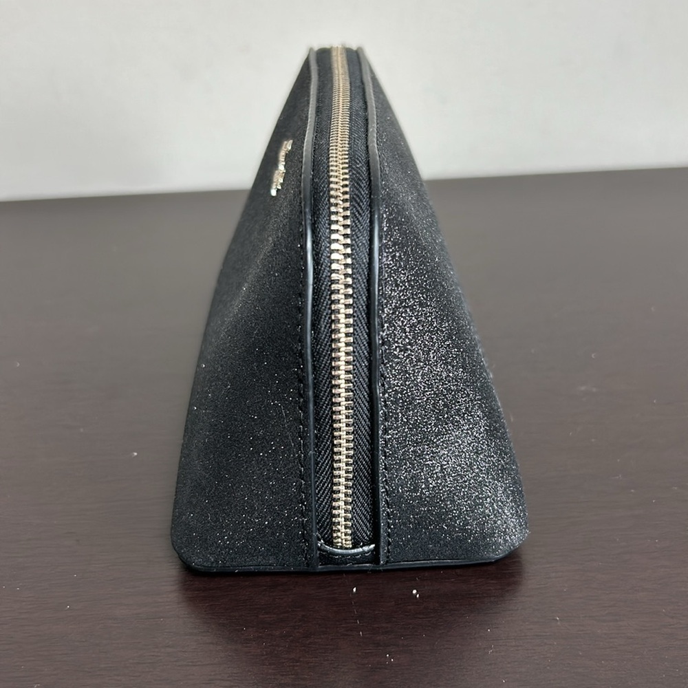 Kate Spade New York Shimmy Glitter Fabric Small Cosmetic Case in black NEW - Picture 5 of 11